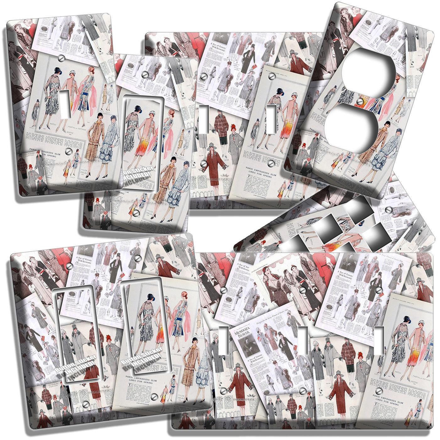 RETRO FASHION MAGAZINE PAGES LIGHT SWITCH OUTLET WALL PLATE COVER NEW ROOM DECOR