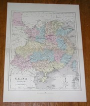 1868 Original Antique Map Of Eastern China / Beijing Shanghai Hong Kong Taiwan - £26.19 GBP