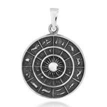 Astrological Zodiac Symbols Sterling Silver Pendant - $22.96
