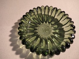 MID-CENTURY PRESSED GREEN GLASS DISH  - £17.67 GBP