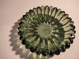 MID-CENTURY PRESSED GREEN GLASS DISH  - £17.93 GBP