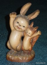 6&quot; Anri Ferrandiz Carved Wood &quot;Greetings&quot; Rabbit &amp; Squirrel Figurine - GIFT! - £231.76 GBP