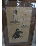 Rare 1930&#39;s Dick &amp; Jane, Spot Baby diecut Cardboard Figures mounted framed - £129.00 GBP