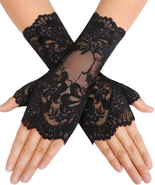 Women Short Lace Gloves Fingerless Bridal Wrist Glove Opera Evening Wedd... - $14.32 CAD