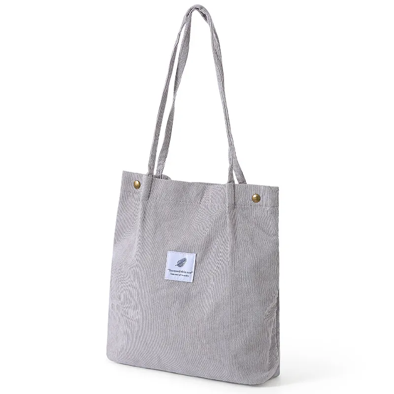 Corduroy Shoulder Women Bag Light gray B - £9.57 GBP
