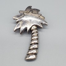 Vintage MJ Ent Brooch Pin Palm Tree Silver Tone 2&quot; Tall Signed - $24.99
