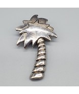 Vintage MJ Ent Brooch Pin Palm Tree Silver Tone 2&quot; Tall Signed - $33.90 CAD