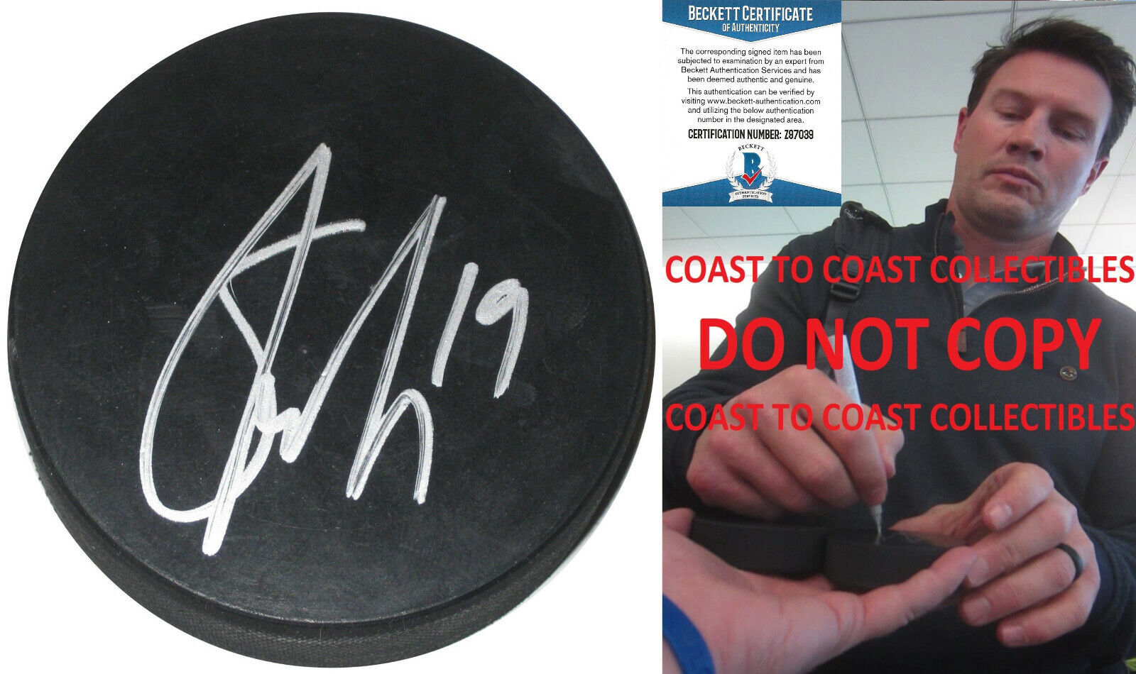 Adam Foote Avalanche Blue Jackets signed Hockey puck proof Beckett COA autographed Adam Foote Avalanche Blue Jackets signed Hockey puck proof Beckett COA autographed