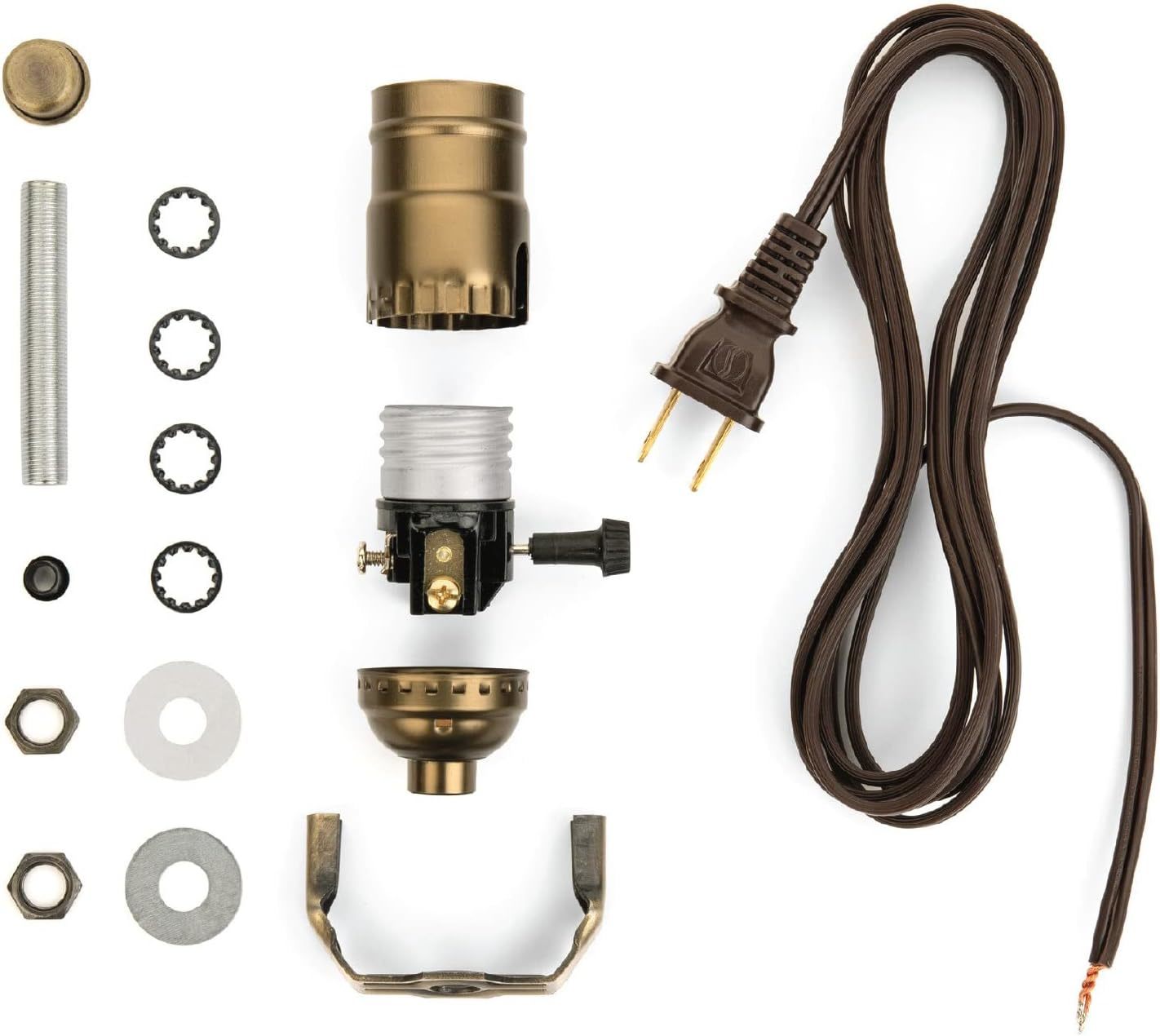 Diy Lamp Wiring Kit, Antique Brass Socket &amp; 8Ft Brown Cord (1 Pack), For... - $29.73
