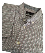 Quieti Men&#39;s Size XL Casual Button Down Shirt Red Blue Check Short Sleev... - $19.59 CAD