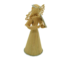Vintage Abaca Straw Cone Angel with Halo Doll Holiday Ornament Decoration 5&quot; - £11.63 GBP