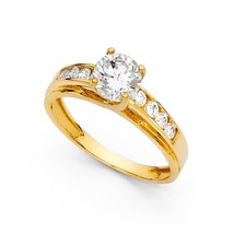 1.50CT Rotondo LC Moissanite Fidanzamento Solitario Ring 14K Placcato Oro Giallo - £73.64 GBP