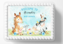 Farm Animals Edible Image Edible Baby Shower Cake Topper Sticker DIY Cake - £11.15 GBP+