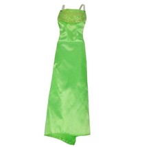 Mattel Barbie Evening Gown Dress Satin Lime Green Bright Genuine Barbie Tag - £10.35 GBP