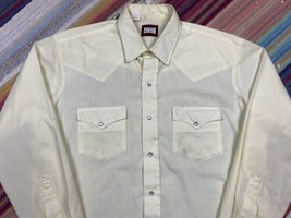 Vtg Fenton Shirt Made in USA Pearl Snap Thin Light Yellow Cowboy Rodeo 16 1/2 34 - £15.06 GBP