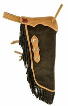 Brown Suede Leather Western Horse Saddle Chinks / Chaps Basketweave Hand... - £98.24 GBP