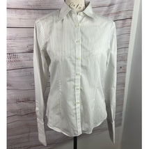 Brooks Brothers 346 Button Up Fitted Shirt Womens 2 Striped Non Iron Long Sleeve - £14.38 GBP