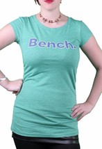 Bench Urbanwear Mujer Verde Heather Deckhand Logo Camiseta BLGA2358 Nwt - £14.97 GBP