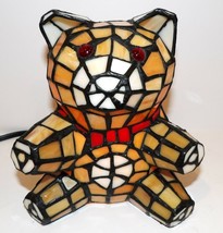 FABULOUS TIFFANY STYLE STAINED GLASS TEDDY BEAR 7 1/4&quot;  ACCENT LAMP/NIGH... - $84.14