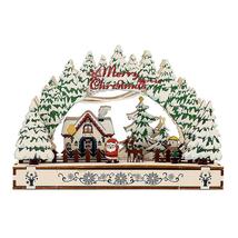 Christmas Wooden House 3d Arch Construction Crafts Xmas Desktop Ornaments - £19.14 GBP
