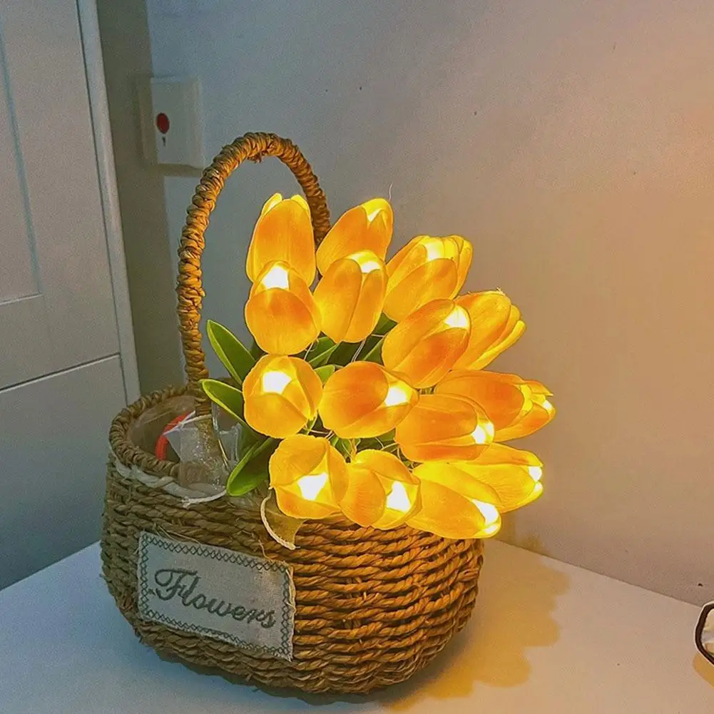 10pcs Tulips Night Light LED Artificial Tulip Flowers Table Lamp Simulation - £12.84 GBP+
