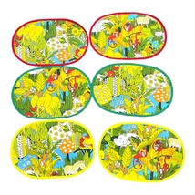 Set Of 6 Vintage Jungle MCM Retro 1970s Whimsical Placemats Monkeys 18&quot; ... - $56.09