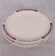 Syracuse Embassy China Dinner Plates 3 Maroon Gray Scroll 11.375&quot; Restaurantware - £50.31 GBP