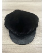 Vintage Mitchie&#39;s Matchings Leather Mink Fur Trim Hat Cap - $67.73 CAD