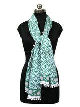 72x40&quot;Cotton Neck Scarf Block Printed Scarves Wrap Soft Scarf 100% Cotton Fabric - £15.75 GBP