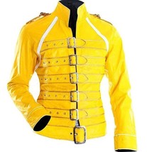 Women Freddie Mercury Quinn Concert Wembley Yellow Leather Jacket - £85.51 GBP