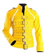 Women Freddie Mercury Quinn Concert Wembley Yellow Leather Jacket - £85.71 GBP