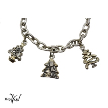 Vintage Christmas Holiday Tree Charm Bracelet Ornate Elegant Design 8&quot; -Hey Viv - £18.87 GBP