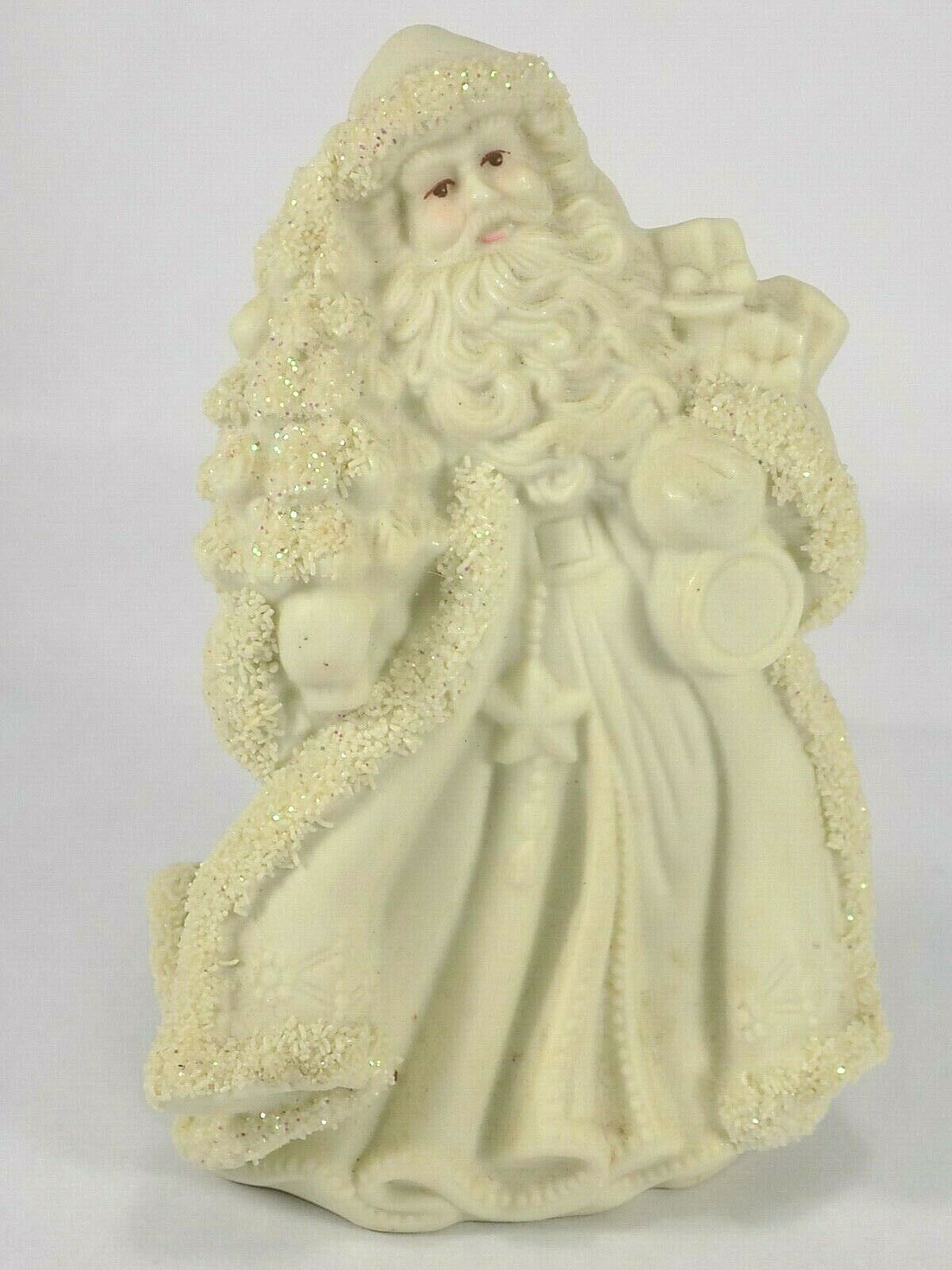 Vtng K&#39;s Collection SANTA FIGURINE CHRISTMAS STATUE St Nick 6&quot; T WHITE P... - $6.92