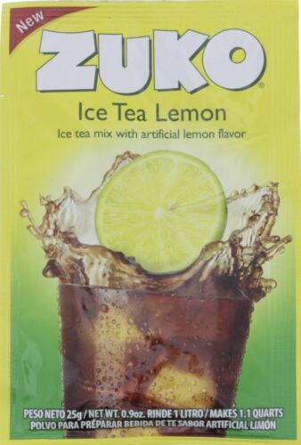 12 X ZUKO Ice Tea Lemon No Sugar Needed Makes 2 Liters Drink Mix 25g Mexico - $15.79