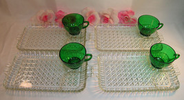 Vintage Anchor Hocking Glass 8 Piece 4 Cups 4 Trays Set Snack, Sip &amp; Smo... - $1,116.02 MXN