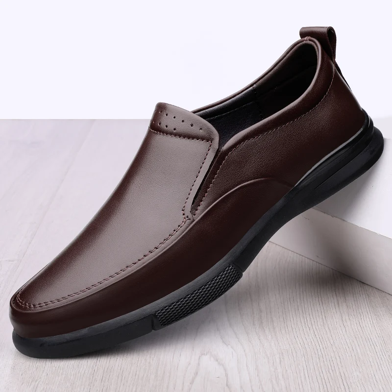New Men Loafers Shoes Dress Genuine Leather Classic Black Brown Plus Siz... - $112.34