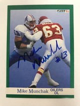 Mike Munchak Signed Autographed 1991 Fleer Football Card - Houston Oilers - £6.24 GBP