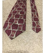 Robert Talbott Men&#39;s Tie Burgundy With Green Lattice And Paisleys C-73 - $4.31