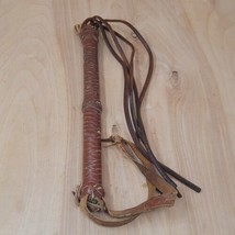 Vintage Brown Leather Braided Riding Quirt Crop Whip Horse Tack - £51.11 GBP