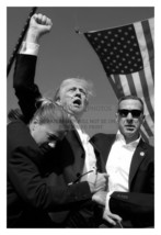 President Donald Trump Ass ASIN Ation Attempt Pumping Fist 4X6 B&amp;W Photo - $10.63