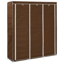 Wardrobe with Compartments and Rods Brown 150x45x175 cm Fabric - £32.98 GBP
