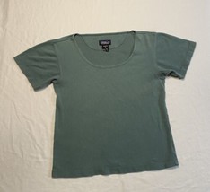 Vintage Patagonia Spring 1996 Women’s Short Sleeve Top Green Blue Medium Stretch - £11.57 GBP