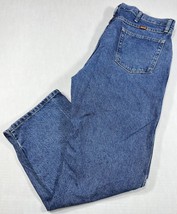 RUSTLER Jeans Men&#39;s Size 38 x 30 100% Cotton Medium Blue Denim Straight Leg - £10.18 GBP