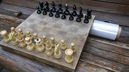 Antique Soviet USSR Wooden Chess Set About 1960 - £65.36 GBP