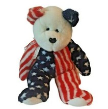 Ty 1999 Patriotic Teddy Bear Plush Stuffed Beanie Baby Red Blue Stars St... - $14.95