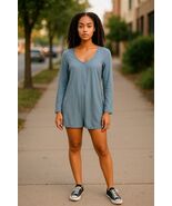 Zara Blue Romper Long Sleeve V- Neck Casual Party XS - €17,16 EUR