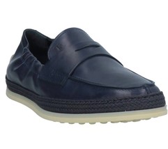 Tod&#39;s Men&#39;s  Blue Leather Italian Moccasins Arricciato Goma Shoes Size U... - £297.59 GBP