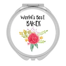 World&#39;s Best Baker : Gift Compact Mirror Work Job Cute Flower Christmas ... - $12.99