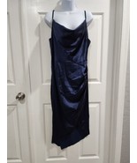 Sexy Bodycon Women Satin Silk High Split Midi Dress Ladies Party Cocktai... - $305.14 MXN