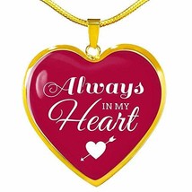 Express Your Love Gifts Always in My Heart Necklace Engraved 18k Gold Heart Pend - £55.52 GBP